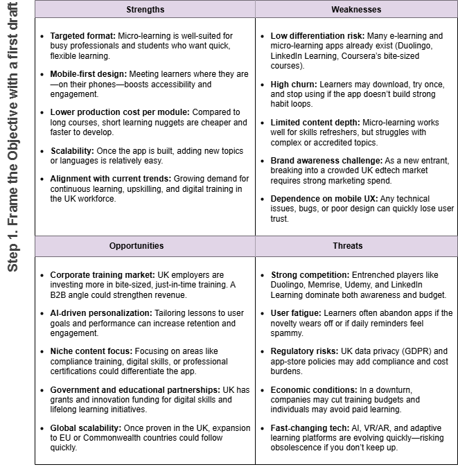 Frame the objective with a first draft